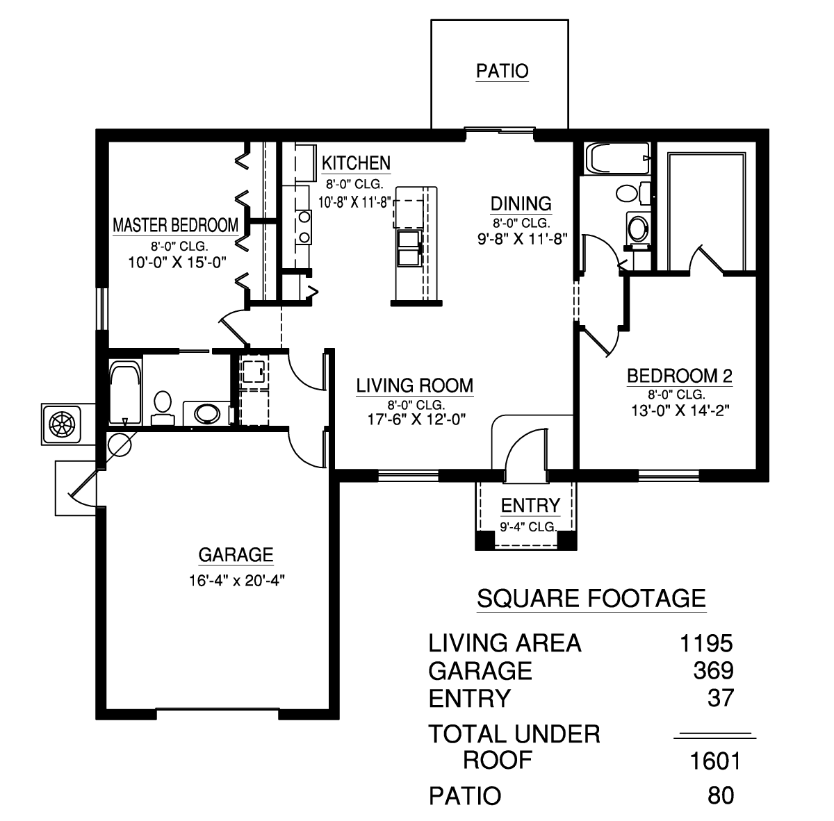 St James 2BR Floor Plan Atkinson Construction Inc Citrus Marion Levy Sumter County Florida